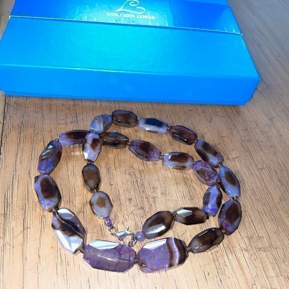 Colleen Lopez Faceted AGATE Necklace - Picture 1 of 7